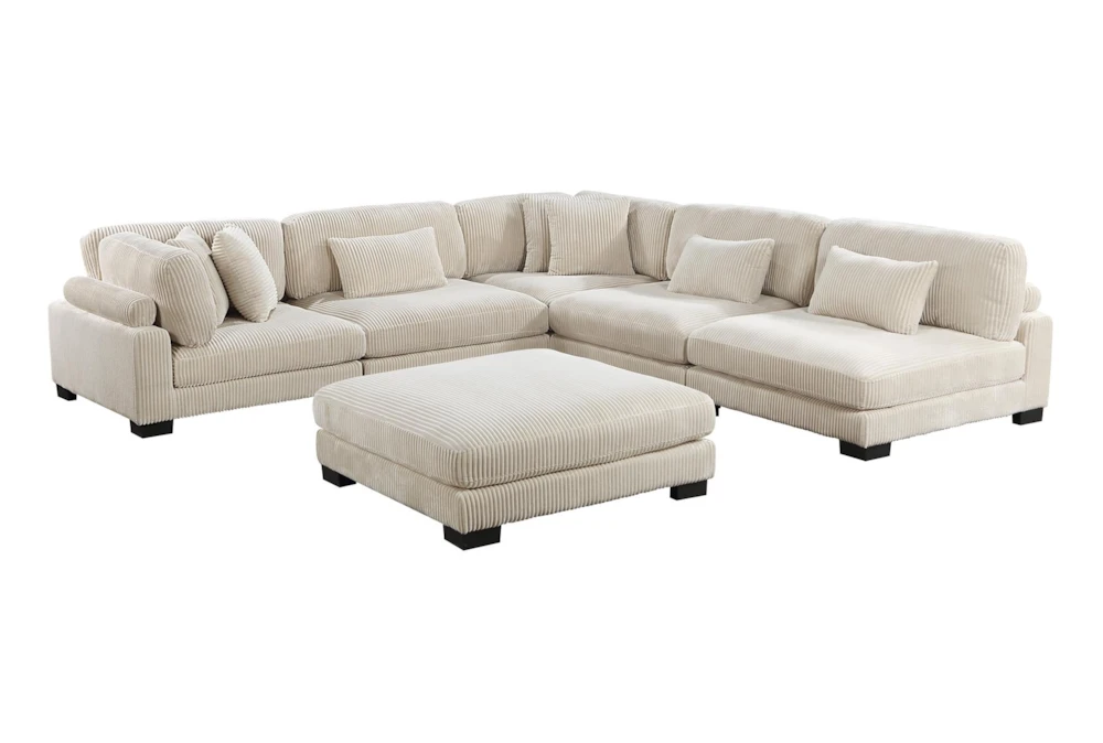 Ellery Beige Fabric 6 Piece L-Shaped Sectional