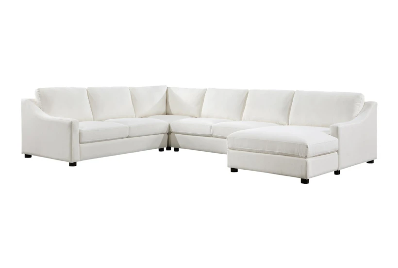 Callie Ivory White Fabric 4 Piece U-Shaped Sectional with Right Arm Facing Chaise - 360