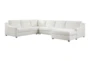 Callie Ivory White Fabric 4 Piece U-Shaped Sectional with Right Arm Facing Chaise - Signature