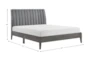 Cole Grey Queen Platform Bed With Velvet Channel Tufted Headboard - Detail