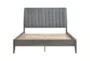 Cole Grey Queen Platform Bed With Velvet Channel Tufted Headboard - Front