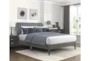 Cole Grey Queen Platform Bed With Velvet Channel Tufted Headboard - Room