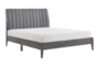 Cole Grey Queen Platform Bed With Velvet Channel Tufted Headboard - Signature