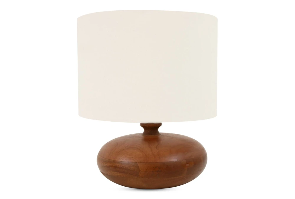 9.25" Walnut Stout Wood Base And Natural Shade Table Lamp