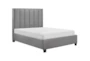 Benson Grey Queen Faux Leather Channel Tufted Platform Bed - Signature