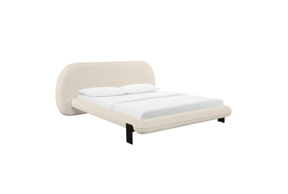Calliope White Queen Faux Wool Upholstered Platform Bed