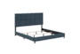 Isacc Denim King Square Channeled Upholstered Panel Bed - Detail