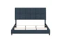 Isacc Denim King Square Channeled Upholstered Panel Bed - Detail