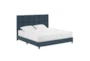 Isacc Denim King Square Channeled Upholstered Panel Bed - Side