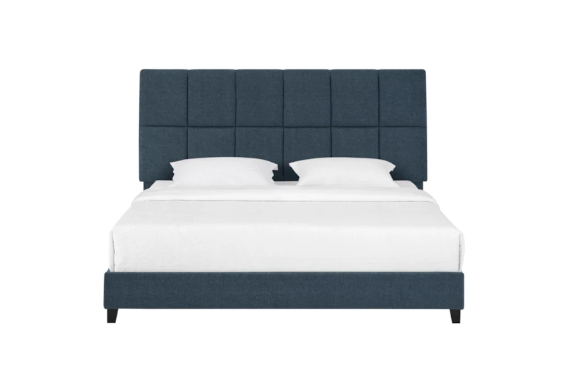 Isacc Denim King Square Channeled Upholstered Panel Bed - 360