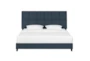 Isacc Denim King Square Channeled Upholstered Panel Bed - Signature