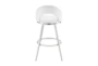 Eberle 26" Swivel Counter Stool In Brushed Stainless Steel With White Faux Leather - Detail