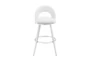 Eberle 26" Swivel Counter Stool In Brushed Stainless Steel With White Faux Leather - Front