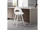 Eberle 26" Swivel Counter Stool In Brushed Stainless Steel With White Faux Leather - Room