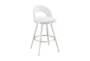 Eberle 26" Swivel Counter Stool In Brushed Stainless Steel With White Faux Leather - Signature