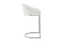 Lorian 30" Bar Stool In Brushed Stainless Steel With White Faux Leather - Detail