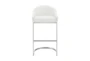 Lorian 30" Bar Stool In Brushed Stainless Steel With White Faux Leather - Front