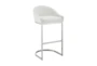 Lorian 30" Bar Stool In Brushed Stainless Steel With White Faux Leather - Signature