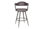 Haskell 30" Bar Height Swivel Vintage Brown Faux Leather Bar Stool With Brown Metal Legs - Front