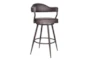 Haskell 30" Bar Height Swivel Vintage Brown Faux Leather Bar Stool With Brown Metal Legs - Signature