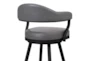 Haskell 26" Counter Height Swivel Vintage Gray Faux Leather Bar Stool With Black Metal Legs - Detail