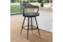 Haskell 26" Counter Height Swivel Vintage Gray Faux Leather Bar Stool With Black Metal Legs - Room