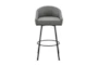 Jordan Swivel Counter Stool In Black Metal With Gray Faux Leather - Front