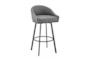 Jordan Swivel Counter Stool In Black Metal With Gray Faux Leather - Signature