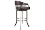 Marlo Swivel 30" Auburn Bay and Brown Faux Leather Bar Stool - Detail