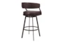 Bernini 26" Counter Height Swivel Brown Faux Leather And Auburn Bay Metal Bar Stool - Front