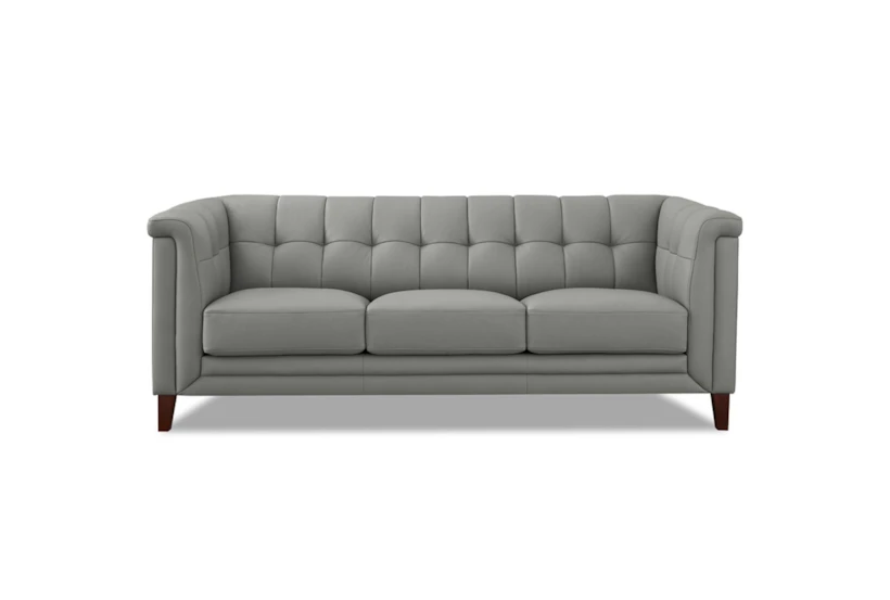 Axel Grey 84" Leather Modern Chesterfield Sofa - 360