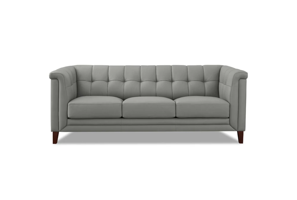 Axel Grey 84" Leather Modern Chesterfield Sofa