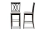 Electra Grey Fabric Upholstered And Espresso Brown Finished Wood Bar Stool Set Of 2 - Detail