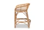 Mavis Modern  White Fabric Upholstered And Natural Brown Rattan Counter Height Stool - Detail