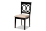 Lenny Sand Fabric Upholstered & Espresso Brown Wood Dining Chair Set Of 4 - Detail