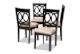 Lenny Sand Fabric Upholstered & Espresso Brown Wood Dining Chair Set Of 4 - Signature