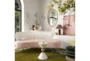 Taiya Cream White & Blush Pink 70" Boucle Fabric & Velvet Fabric Sofa - Room