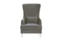 Aria Grey Fabric Wingback Chair With Acrylic Legs - Front