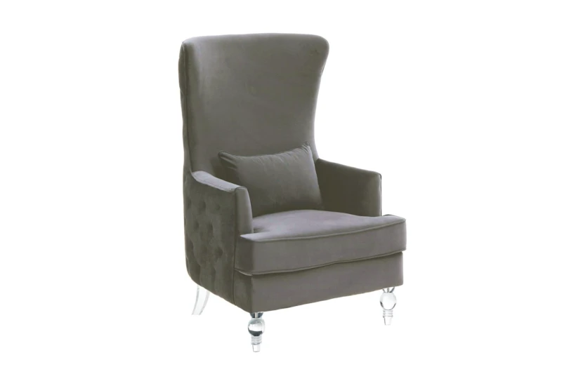 Aria Grey Fabric Wingback Chair With Acrylic Legs - 360