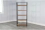 73" Light Brown Wood + Metal Frame 5 Shelf Bookcase - Back