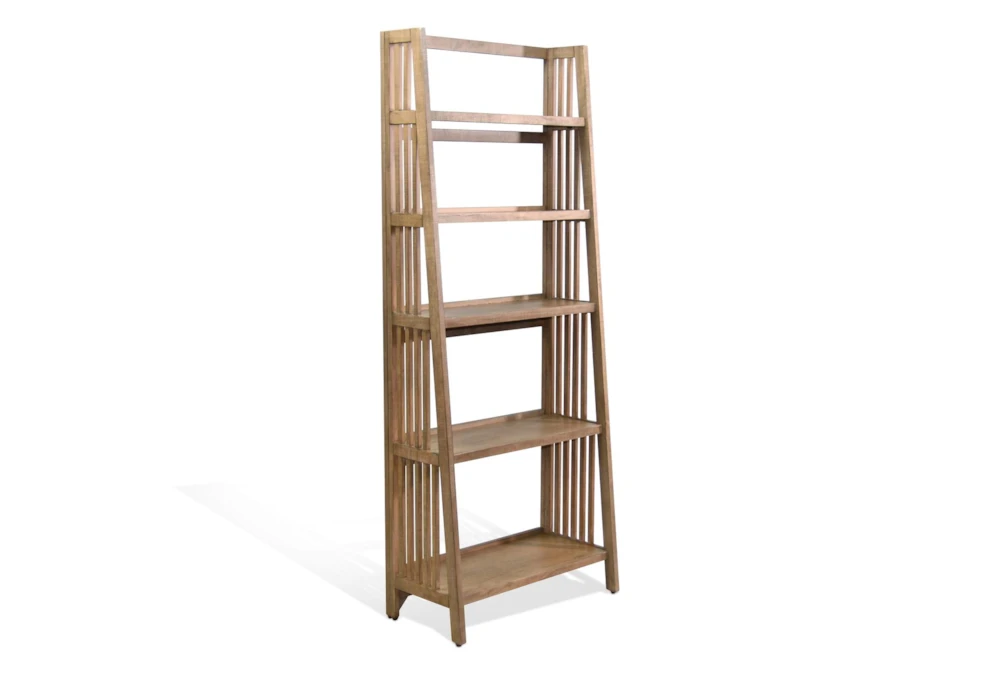 72" Light Brown Wood 5 Shelf Folding Bookcase