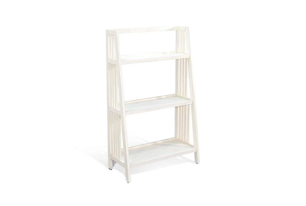 48" White Wood 3 Shelf Folding Bookcase