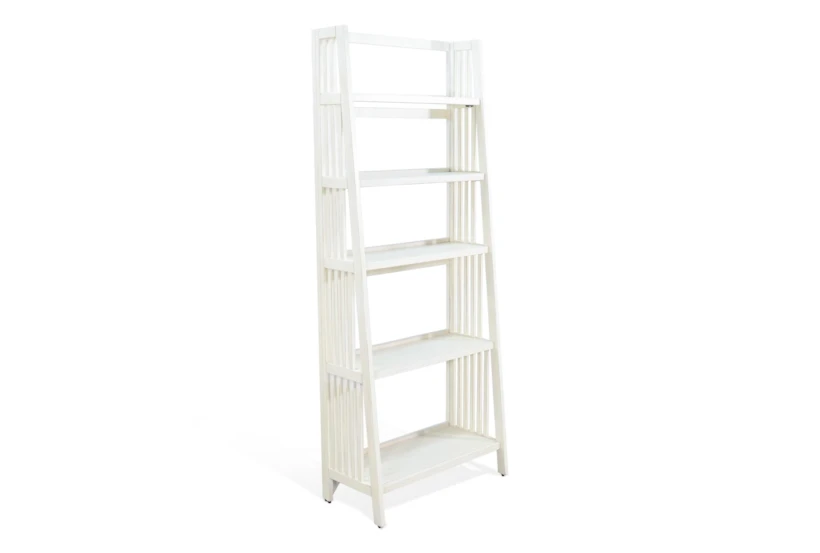 72" White Wood 5 Shelf Folding Bookcase - 360