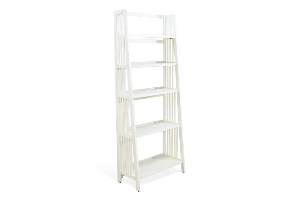 72" White Wood 5 Shelf Folding Bookcase
