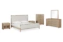 Kinsley Queen Wood & Boucle Channel Tufted Upholstered Platform Bed - Room