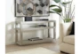 Modern 54" Light Grey Wood + Glass Top 2 Shelf Console Table - Room