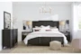 Christopher Black Queen Wood Panel Bed With USB - Room